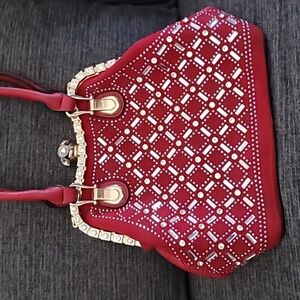 A Designer Red Rhinestone Bag